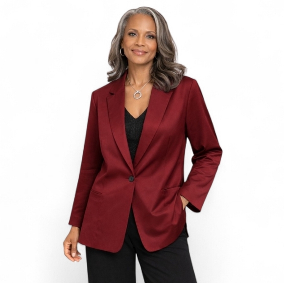 SHEIN Jackets & Blazers - Shein Women's Burgundy Single Button Blazer - Like New